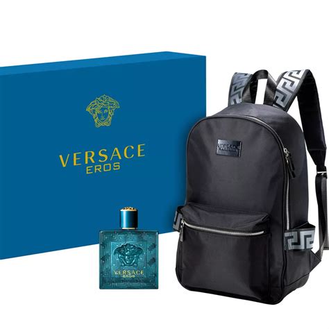 versace perfumes mens|Versace men's perfume with backpack.